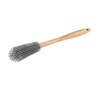 WENKO Cepillo de limpieza de silicona con cabezal flexible «Hollie», cepillo para botellas higiénico con cabezal flexible, apto para lavavajillas, mango de madera de haya extraíble, Ø 4,5 x 30 cm