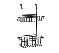 WENKO Cesta colgante Flexi, 2 niveles, organizador para colgar en cajones o puertas de armario, para cuarto de baño y cocina, sin taladrar, metal con recubrimiento de polvo, 32 x 47 x 12,5 cm, negro