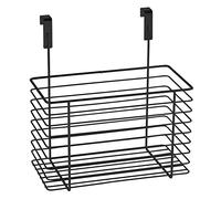 WENKO Cesta colgante grande, cesta multiusos para colgar en cajón o puerta de armario, apto para cuarto de baño y cocina, sin taladrar, de metal con recubrimiento de polvo, 24 x 24,5 x 15 cm, negro