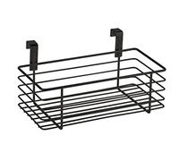WENKO Cesta colgante pequeña, estante multiusos para colgar en cajón o puerta de armario, apto para cuarto de baño y cocina, sin taladrar, de metal con recubrimiento de polvo, 24 x 11,5 x 15 cm, negro