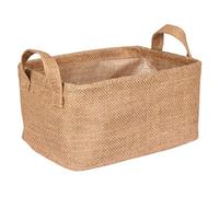 WENKO Cesta de almacenamiento Juna M, cesta decorativa para guardar y ordenar accesorios como la ropa, con dos prácticas asas, material exterior yute 100 %, 24 x 17 x 17 cm, marrón