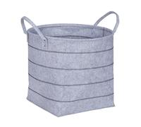 WENKO Cesta de almacenamiento Nella L, cesto de fieltro calidad, poliéster 100 % de fácil cuidado en color gris, bordado decorativo y 2 asas para un cómodo transporte, 79 L de volumen, Ø 48 x 44 cm
