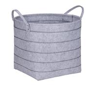 WENKO Cesta de almacenamiento Nella XL, cesto de fieltro calidad, poliéster 100 % de fácil cuidado en color gris, bordado decorativo y 2 asas para un cómodo transporte, 129 L de volumen, Ø 58 x 49 cm