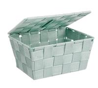 Wenko Cesta para el baño Adria con Tapa Menta - Cesta para el baño con Tapa, Polipropileno, 19 x 10 x 14 cm, Verde Menta