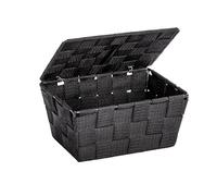 Wenko Cesta para el baño Adria con Tapa Negra - Cesta para el baño, Polipropileno, 19 x 10 x 14 cm, Negro