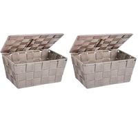 Wenko Cesta para el baño Adria con Tapa Taupe - Cesta para el baño con Tapa, Polipropileno, 19 x 10 x 14 cm, Taupe (Paquete de 2)