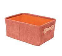 WENKO Cesta para el baño Anela, para guardar y organizar los utensilios del baño con diseño suave de pana de 100 % poliéster, con dos pequeñas asas de polipiel, 27,6 x 12 x 20 cm, rosa antiguo