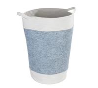 WENKO Cesto de fieltro para la ropa Bea, cesta con dos asas y 75 L de volumen, fieltro de poliéster reciclado de color gris claro y mimbre blanco, para dejar la ropa sucia, Ø 38 x 55 cm