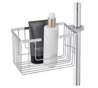 WENKO Cesto para barra de ducha, acero inoxidable | estantería para barra de ducha sin taladrar, cesta inoxidable, organizador de baño cromado, 20 x 12 x 13 cm, Mod Valognes