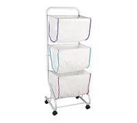 WENKO Cesto para ropa Escala blanco, sistema con 3 cestas extraíbles y cuatro ruedas de marcha suave, gran espacio de almacenamiento con 99 l y tres compartimentos, (An. x A x P): 46 x 126 x 44 cm