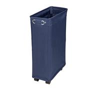 WENKO Cesto para ropa sucia Corno azul marino, robusto cubo para colada WENKO, cuatro ruedas y tapa, fabricado con poliéster 100%, capacidad 43 L, (anchura x altura x profundidad): 18,5 x 60 x 40 cm