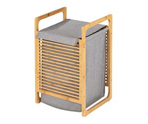 WENKO Cesto pongotodo Bahari - Cesta para la ropa Capacidad: 43 l, Bambú, 40 x 60 x 35 cm, Marrón
