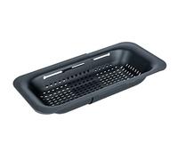 WENKO Colador para fregadero Sivo, escurridor extensible apto para el fregadero fabricado con plástico resistente, ideal para lavar frutas y verduras o como colador de pasta, 36,5-50 x 7 x 20 cm, negro