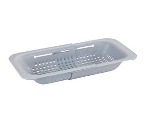 WENKO Colador para fregadero Sivo, práctico colador para situar en el fregadero, ideal para lavar la fruta y verdura, extraíble hasta 50 cm para un trabajo higiénico en la cocina, sin BPA, gris claro