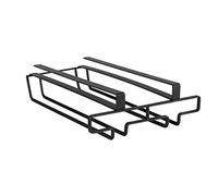 WENKO Colgador para copas interior armario cocina - Colgador armario de cocina para 6 copas, Metal, 20 x 7 x 28 cm, Negro