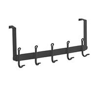 WENKO Colgador para Puerta Nostalgia Colgador para la Puerta con 5 Ganchos, para rebajes de Puerta de 2 cm Negro