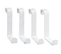 WENKO Colgador para puertas blanco mate 4 piezas - Percha para la puerta, 4 ganchos, Acero, 7.6 x 1.2 x 6 cm, Blanco