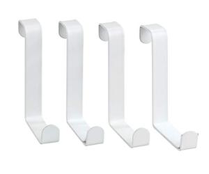 WENKO Colgador para puertas blanco mate 4 piezas - Percha para la puerta, 4 ganchos, Acero, 7.6 x 1.2 x 6 cm, Blanco