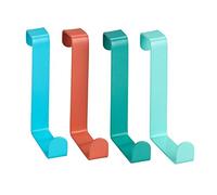 WENKO Colgador para puertas surtido 4 piezas - Percha para la puerta, 4 ganchos, Acero, 7.6 x 1.2 x 6 cm, Surtido