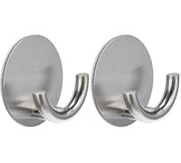 Wenko Colgador Rondo Opaco Acero INOX - Autoadhesivo, Acero Inoxidable, 5.3 x 2.5 x 5.3 cm, Mate (Paquete de 2)
