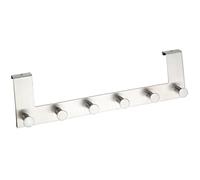 WENKO Colgador sobrepuerta Celano acero inox - 6 ganchos, Acero inoxidable, 39 x 11 x 5.5 cm, Mate