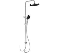 WENKO Columna de ducha Softwater, de acero inoxidable, con cabezal de ducha tipo lluvia, ducha de mano, flexo y deslizador, fácil conexión a la grifería, altura regulable (75-120 cm), cromado