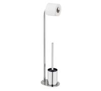 WENKO Conjunto WC de pie Mod, Levante con portarrollos y escobillero Elegante diseño en Acero Inoxidable Negro Mate 23x63x17 cm para baño Moderno