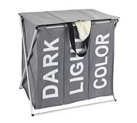 WENKO Contenedor para la ropa sucia Trio Top gris - Cesta para la ropa Capacidad: 118 l, Poliéster, 57 x 57 x 38 cm, Gris