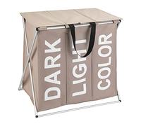 WENKO Contenedor para la ropa sucia Trio Top taupe - Cesta para la ropa Capacidad: 118 l, Poliéster, 57 x 57 x 38 cm, Taupe