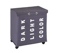 WENKO Contenedor para la ropa sucia Trivo gris - pongotodo Capacidad: 116 l, Poliéster, 56 x 60 x 35 cm, Gris oscuro