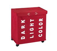 WENKO Contenedor para la ropa sucia Trivo rojo - pongotodo Capacidad: 116 l, Poliéster, 56 x 60 x 35 cm, Rojo