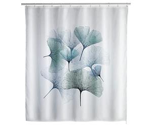 WENKO Cortina de baño anti-moho Ginkgo - lavable, impermeable, con 12 anillos para cortina de ducha, Poliéster, 180 x 200 cm, Multicolor