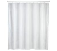 WENKO Cortina de baño anti-moho uni blanco - Antibacteriana, lavable, con 8 anillos para cortina de ducha, Poliéster, 120 x 200 cm, Blanco