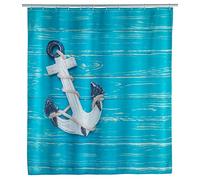 WENKO Cortina de ducha Abord - lavable, impermeable, con 12 anillos para cortina de ducha, Poliéster, 180 x 200 cm, Multicolor