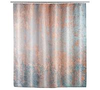 WENKO Cortina de ducha antimoho Agate, cortina textil antibacteriana para ducha y bañera, lavable e hidrófuga, con 12 anillas para su fijación a la barra de ducha, 180 x 200 cm
