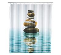 Wenko Cortina de Ducha Meditation - Tejido Textil de Calidad, Lavable, Poliéster, 180 x 200 cm, Multicolor
