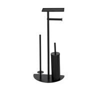 WENKO Cosenza Neo - Escobillero para Papel higiénico con Estante, Soporte para Rollos de Papel higiénico (32,5 x 72 x 17,5 cm), Color Negro