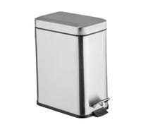 Wenko Cubo con Pedal Easy Close Studio Blanco 6 l Capacidad: 5 l, Acero Inoxidable, 14 x 29.5 x 28 cm, Satinado