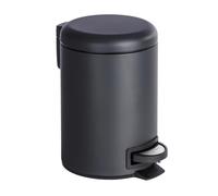 WENKO Cubo de Basura con Pedal Leman, Papelera Baño Pequeña, Cubo de Basura Extraible, Cubo Wc, Bote de Basura, Papelera Oficina, Accesorios Baño Negro, Capacidad de 3 Litros, Acero, 17 x 25 x 22.5 cm