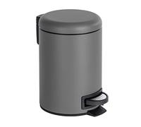 Wenko Cubo de pedal para cosméticos Leman gris 3L con soporte integrado para bolsas de basura Gris
