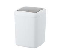 WENKO Cubo con tapa abatible Barcelona blanco 3 l - Cubo de cosmética, absolutamente irrompible Capacidad: 3 l, Plástico (TPE), 15 x 20 x 15 cm, Blanco