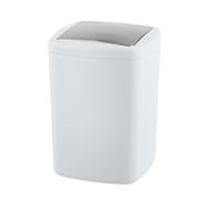 WENKO Cubo con tapa abatible Barcelona blanco 8.5 l - Cubo de cosmética, absolutamente irrompible Capacidad: 8.5 l, Plástico (TPE), 20.5 x 28.5 x 20.5 cm, Blanco
