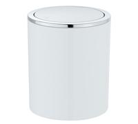 WENKO Cubo con tapa basculante Inca blanco 2 ltr. - Contenedor de basura con tapa oscilante Capacidad: 2 l, Plástico (ABS), 14 x 16.8 x 14 cm, Blanco