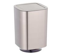 WENKO Cubo con tapa oscilante Auron plata Capacidad: 5.5 l, Plástico, 17.2 x 25.5 x 17.2 cm, Plata