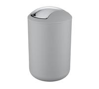 Wenko Cubo con Tapa oscilante Brasil L Gris 6,5 l - a Prueba de Rotura Capacidad: 6.5 l, Plástico (TPE), 19.5 x 31 x 19.5 cm, Gris