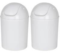 Wenko Cubo con Tapa oscilante Economic Blanco 6 l Capacidad: 6 l, Polipropileno, 20 x 30 x 20 cm, Blanco (Paquete de 2)