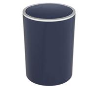 WENKO Cubo de basura con tapa abatible Inca, 5 litros de capacidad, papelera para el cuarto de baño de invitados, cubo de plástico para la basura de la cocina, sin BPA, Ø 18,5 x 25,5 cm, azul oscuro