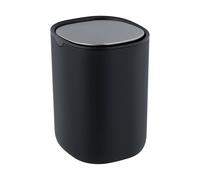WENKO Cubo de basura con tapa basculante Mod Frini 1,5 L, plástico y tapa de acero inoxidable, pequeño cubo de basura para cosméticos y residuos, baño, WC invitados, tocador, mesa, cocina, práctica