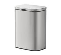 WENKO Cubo de basura para cosméticos de pared Sare, 5 litros, con tapa y cubo de baño de acero inoxidable brillante de fácil cierre, cierre suave, montaje sin taladrar, 21 x 29,5 x 18 cm