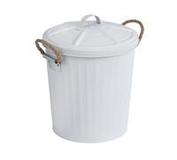 WENKO Cubo de cósmetica Gara blanco mate 6 ltr. - Cubo de la basura Capacidad: 6 l, Acero, 24 x 28.5 x 23 cm, Blanco
